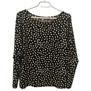 Black and White Laura Long Sleeve Dot Print Top